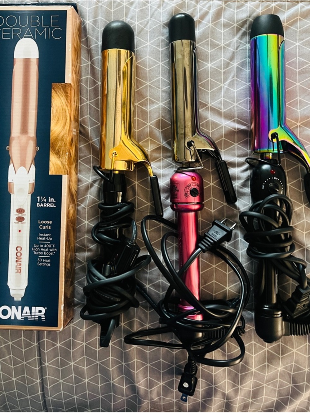 Curling Irons LOT of 4 Hair Styling Tools 2- 1.25” & 2- 1.5” High Heat Temp
